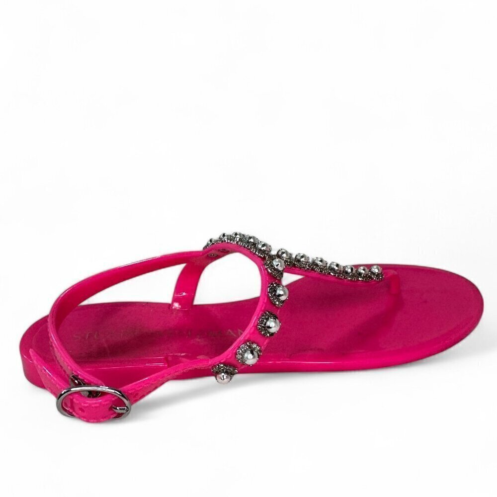 Stuart Weitzman Goldie Pearl Crystal Jelly Thong Sandal - Pink Sz US 8, EU 38.5 - Picture 8 of 15